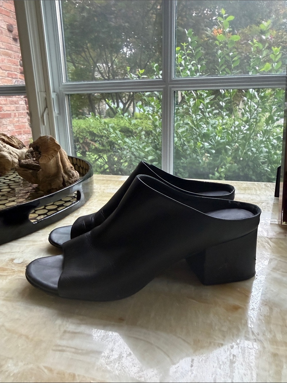 Black Open-Toe Block Heel Mule - Philip Lin